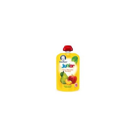 Media caja papilla Gerber junior manzana pera y durazno 120G/6P-DespensasyMas- Alimento para Bebés